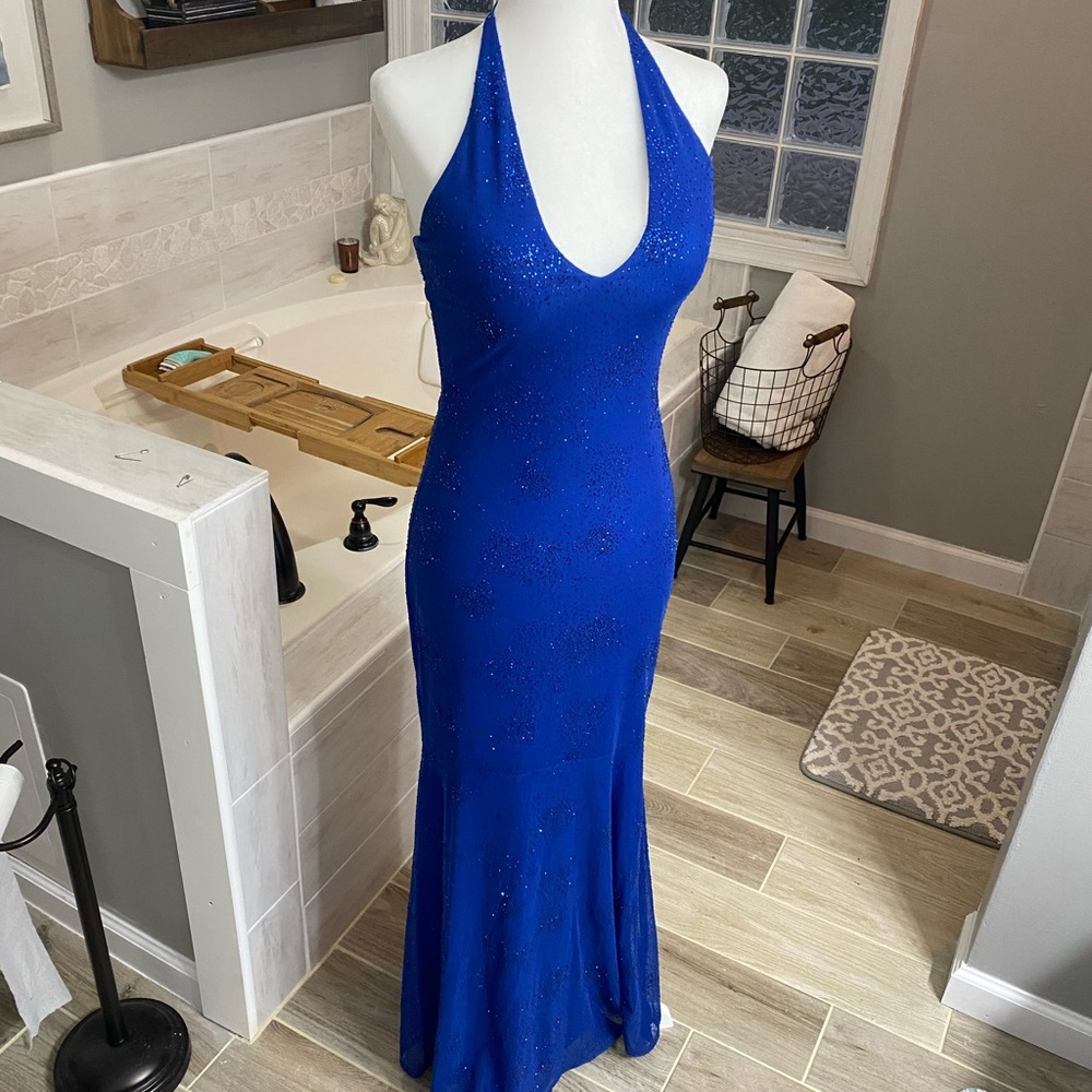 Beauty pageant blue gown
